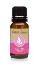 Amber glass 10ml bottle with black cap and tamper-evident ring for Bali Lime Papaya fragrance oil