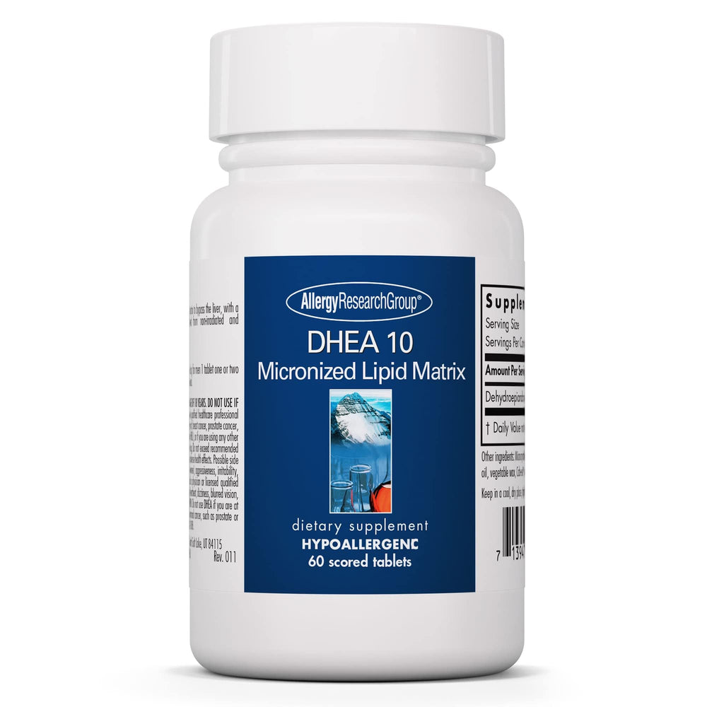 Bottle of Allergy Research Group DHEA 10mg Micronized, 60 count