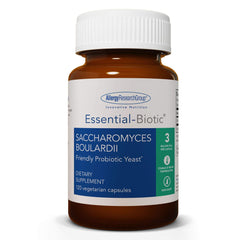 Label back of Allergy Research Group Essential-Biotic Saccharomyces boulardii 450mg probiotic bottle