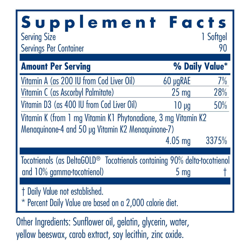 Bottle with full spectrum Vitamin K label