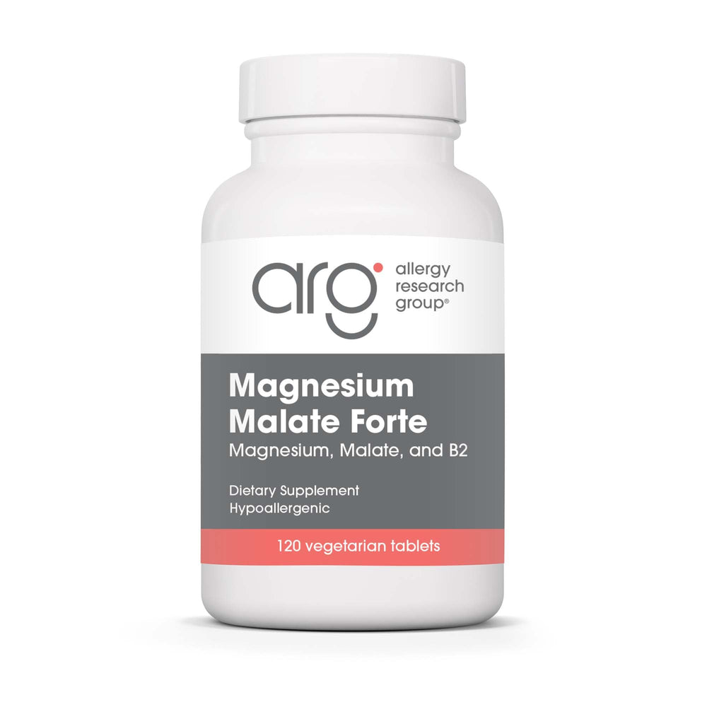 Front of Allergy Research Group Magnesium Malate Forte 120-tablet bottle