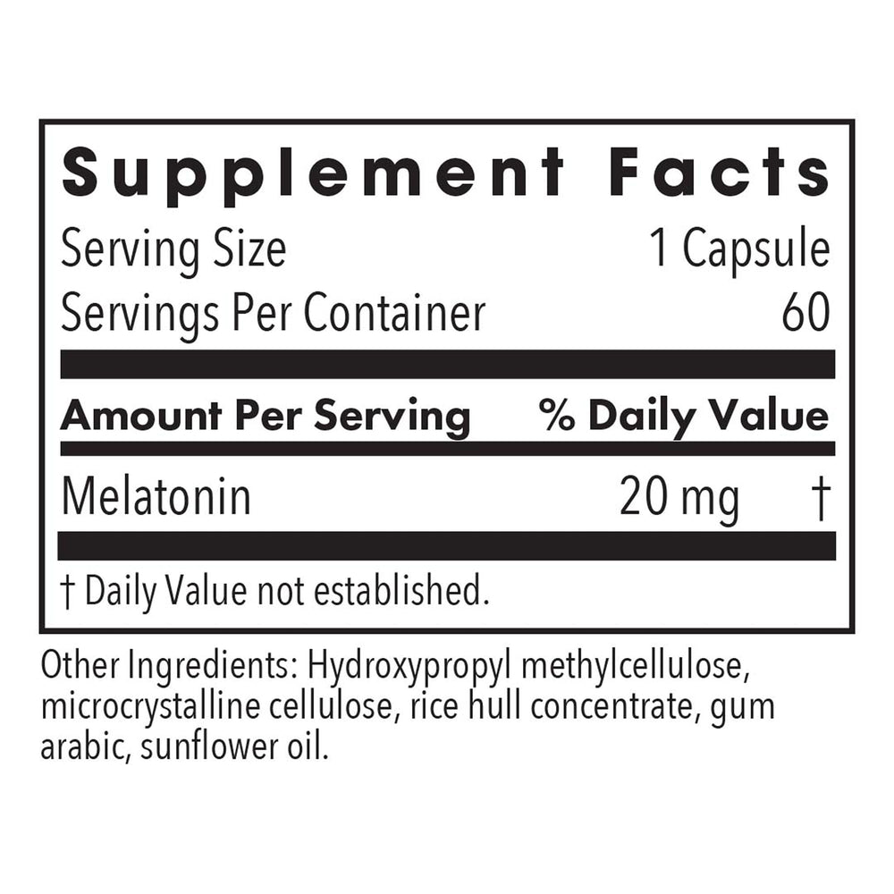 Vegetarian melatonin capsules packaging
