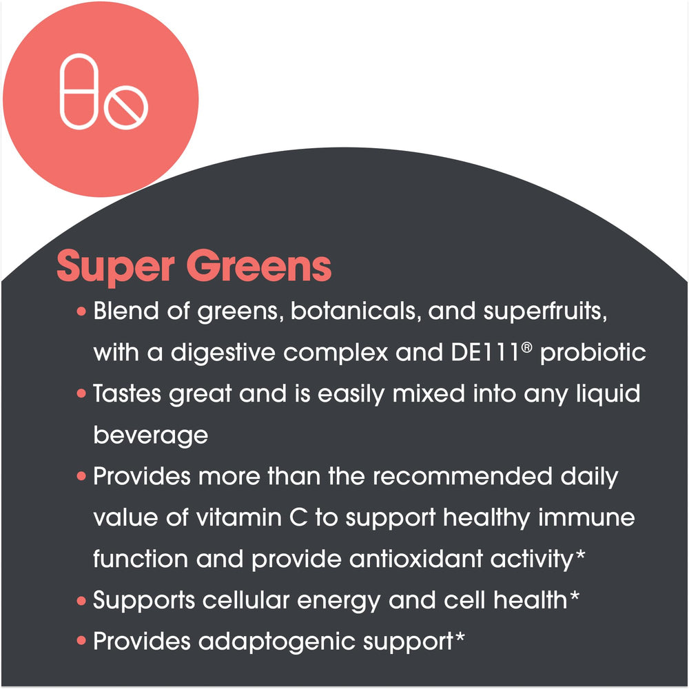 Label highlighting 2.5 g dietary fiber and DE111 probiotic