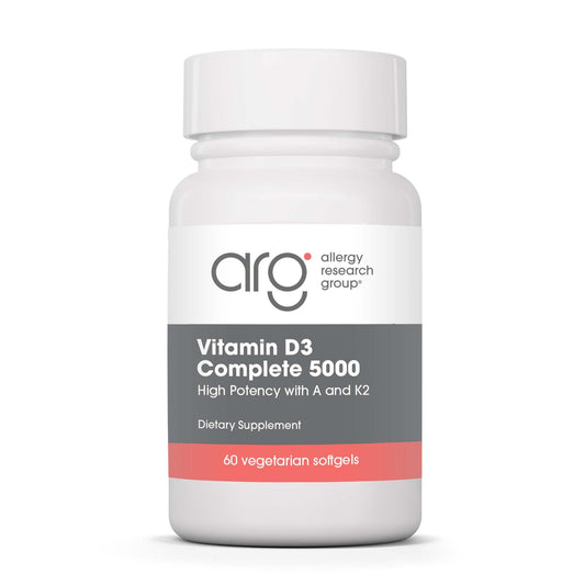 Bottle of Allergy Research Group Vitamin D3 Complete 5000 IU supplement