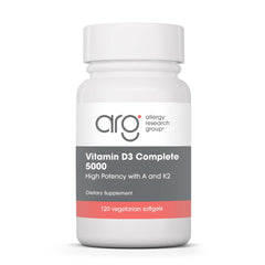 Bottle label for Allergy Research Group Vitamin D3 Complete 5000 IU