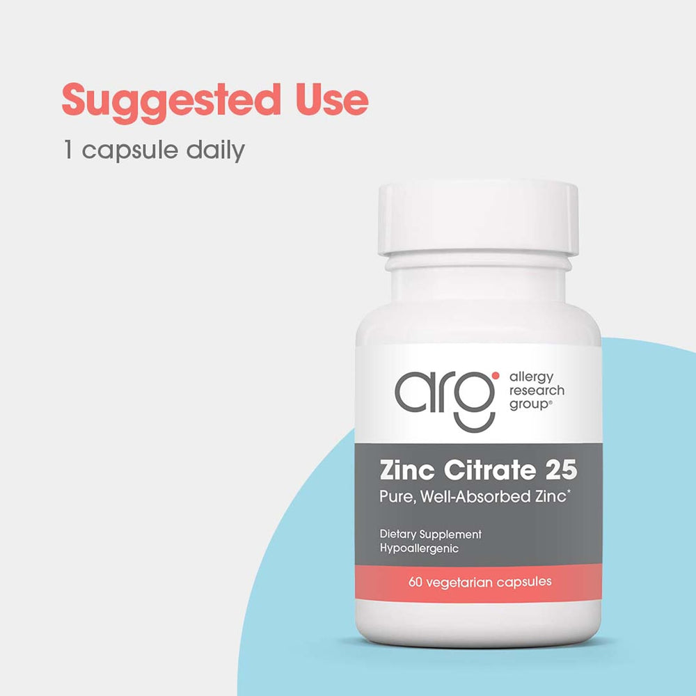 Close-up of 25mg zinc citrate capsules
