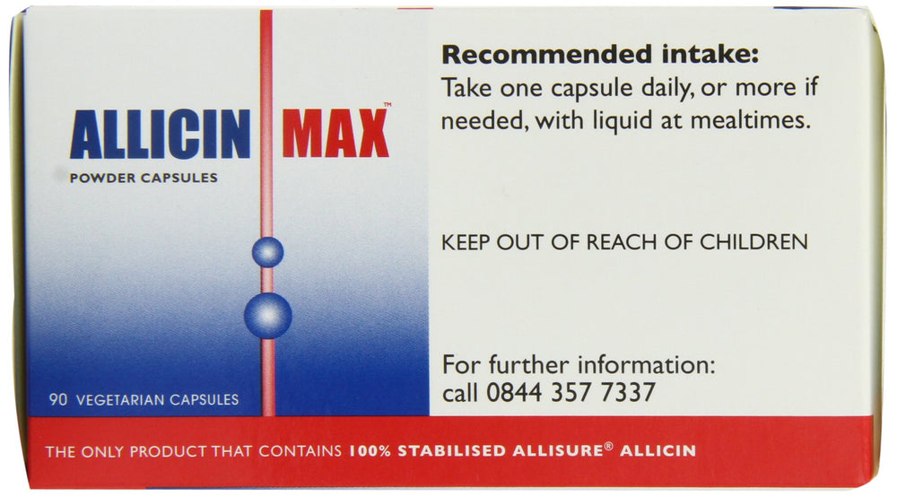 Allicin Max bottle with product background