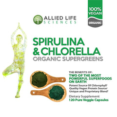Close-up of vibrant green spirulina and chlorella capsules