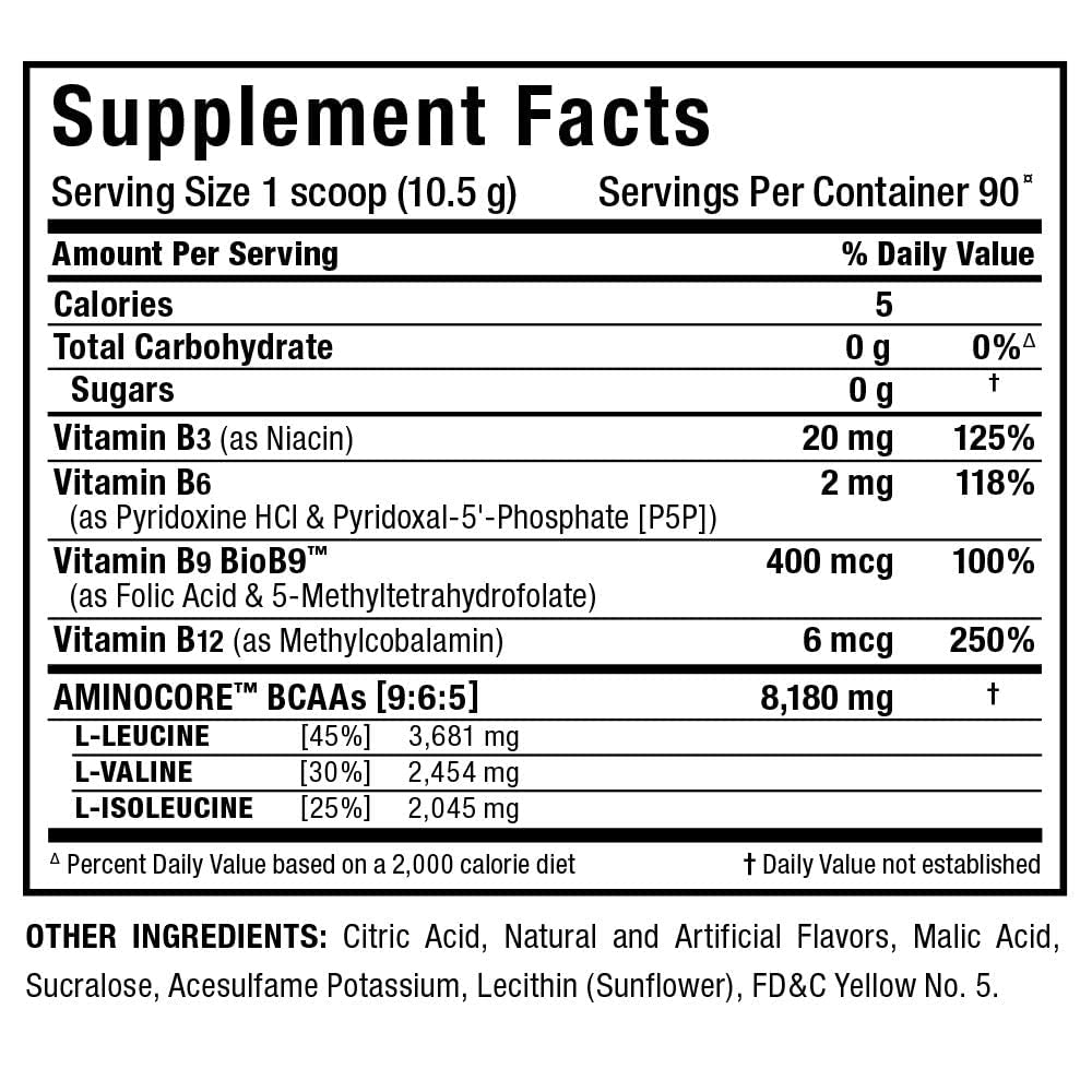 Bottom seal and packaging of ALLMAX AMINOCORE BCAA Pineapple Mango 945g