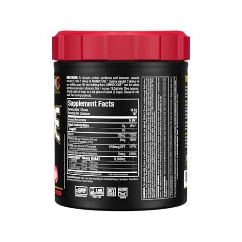 Allmax AminoCORE Fruit Punch mixing glass highlighting quick mixability.