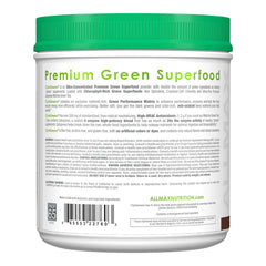 Scooper with CytoGreens Chocolate mixed in water showing 60 servings