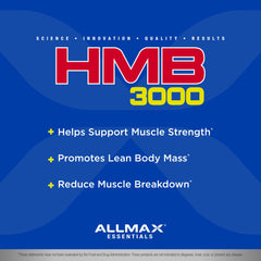 Non-GMO and gluten-free Allmax HMB 3000 label