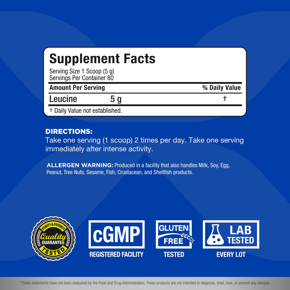 ALLMAX Leucine 400 g bottle displayed