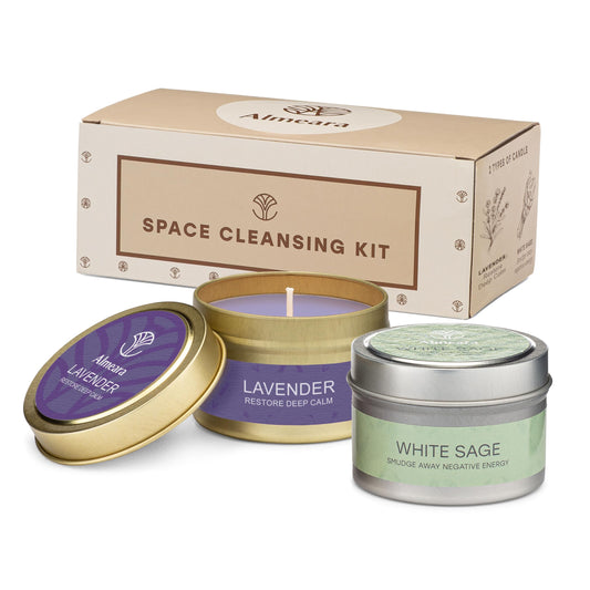 Almeara Sage & Lavender Candle Set in metal jars, two 3.7oz candles
