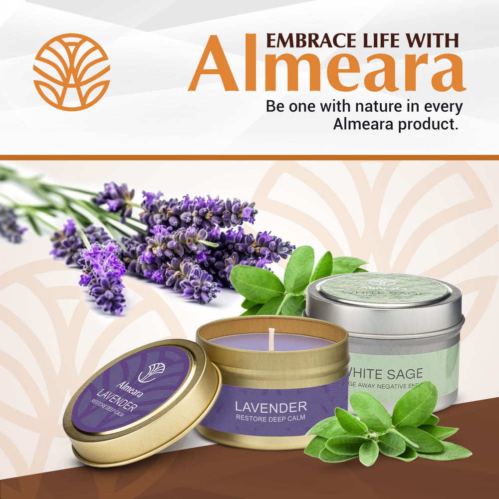 Lifestyle scene with Sage & Lavender candles filling a calming ambiance