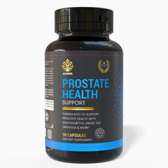ALNIMA Halal Prostate Support bottle label with 90 capsules