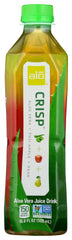 Close-up of ALO Aloe Vera W/ Fuji Apple bottle