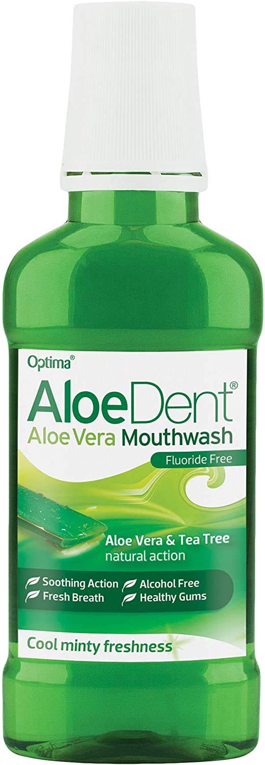 Front view of Aloe Dent 2-pack 250ml bottles