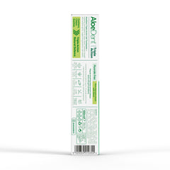 Usage guide graphic for AloeDent toothpaste