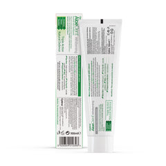 Minty fresh AloeDent Whitening toothpaste in use on bathroom sink