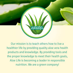 Ingredients and certifications for Aloe Life Whole Leaf Aloe Vera Juice