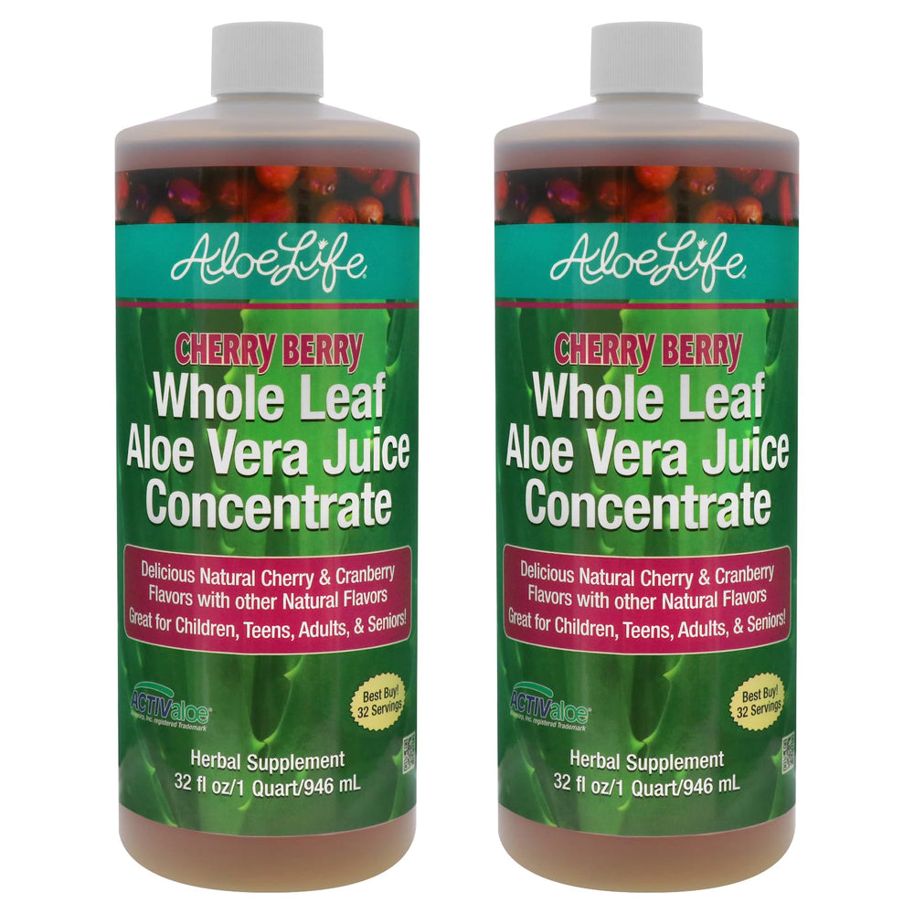 Aloe Life Whole Leaf Aloe Vera Juice Cherry Berry bottle front