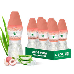 Aloe vera juice peach flavor in a 6-pack