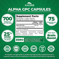 Graphic showing Alpha GPC 700 mg per serving