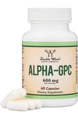 Front view of Double Wood Alpha GPC Choline bottle
