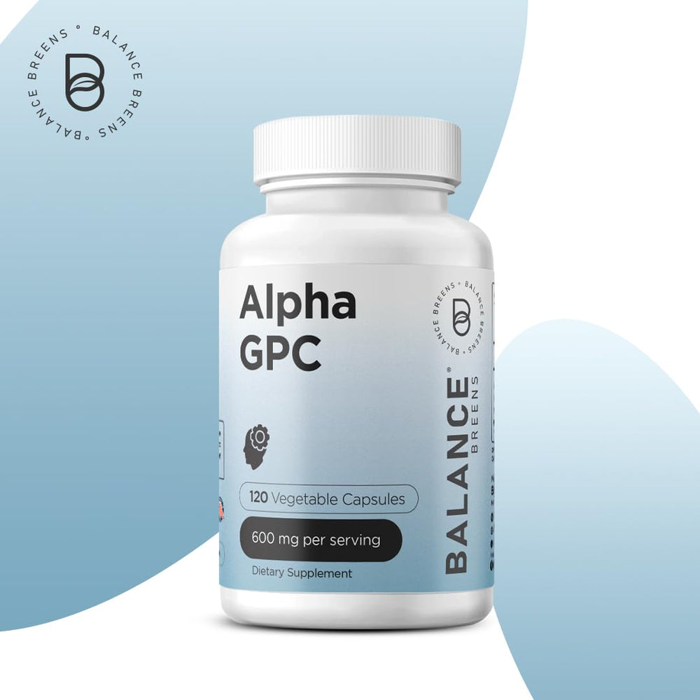 Close-up of Alpha GPC 600mg label on bottle
