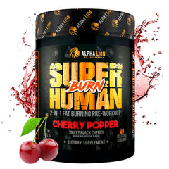 Front label of ALPHA LION Superhuman Burn container
