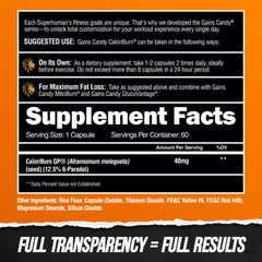 CaloriBurn packaging label displaying 60 capsules