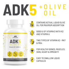 Close-up of ADK capsules showing olive oil content