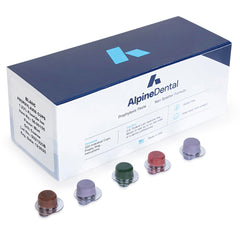 Front view of Alpine BLANC Tooth Polish Non Splatter Formula packaging — assorted flavors, coarse grit, pack of 50