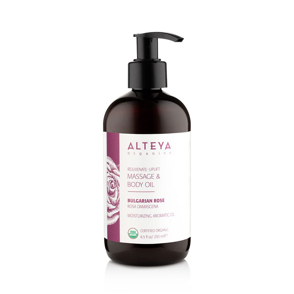 Alteya Organic Massage and Body Oil with Bulgarian Rose – 250 mL bottle
