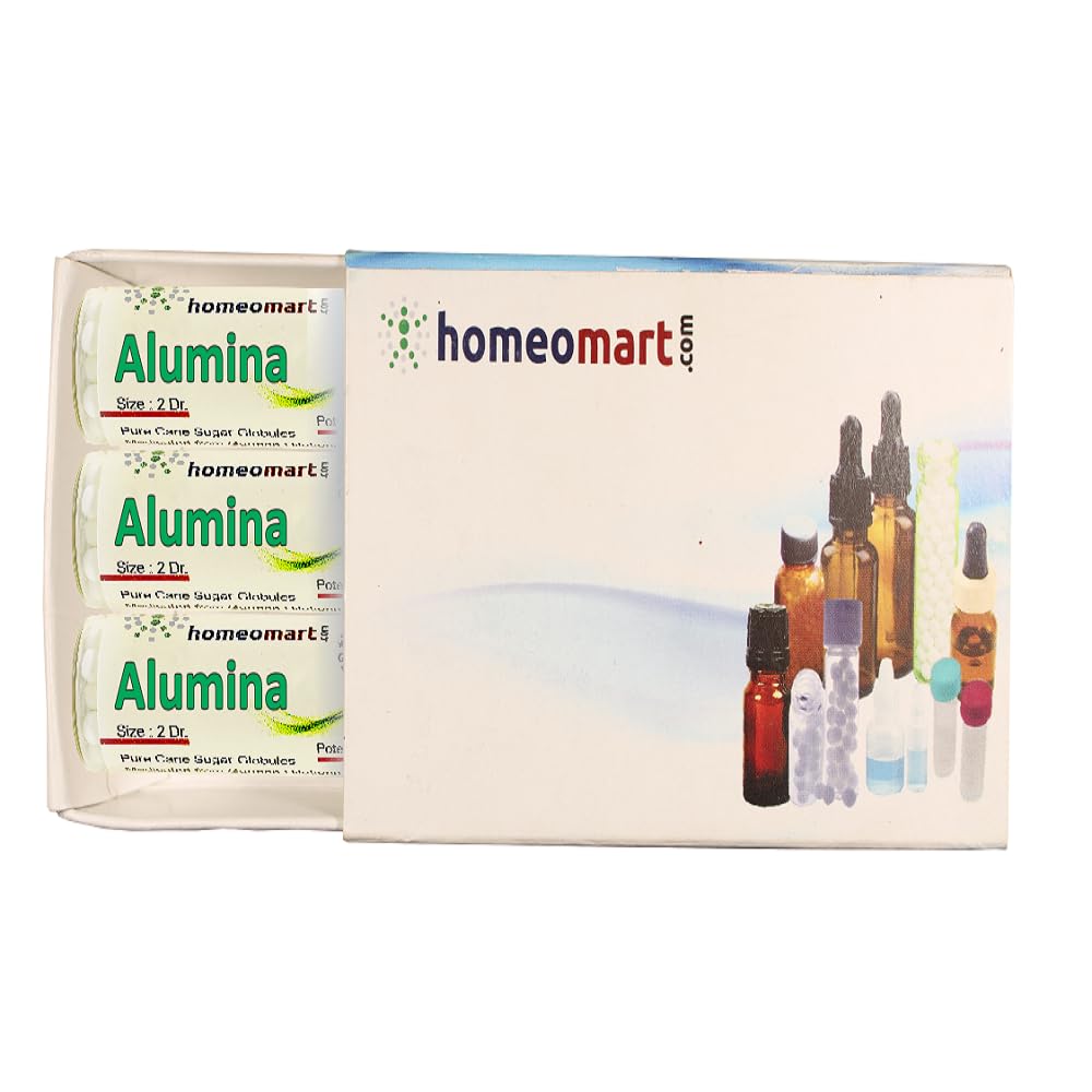 Alumina homeopathy pellets in a sterile 2-dram glass vial