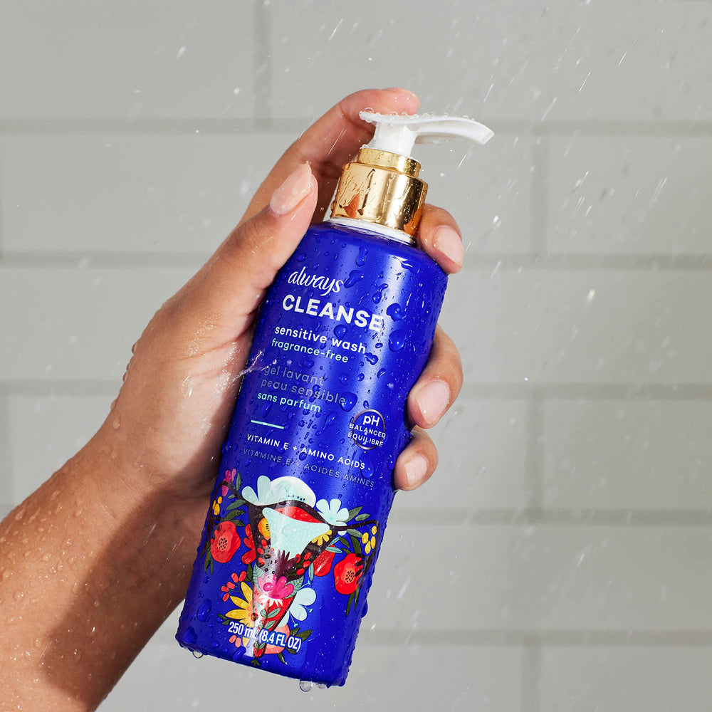 Always Wash packaging color and typography convey reliable branding