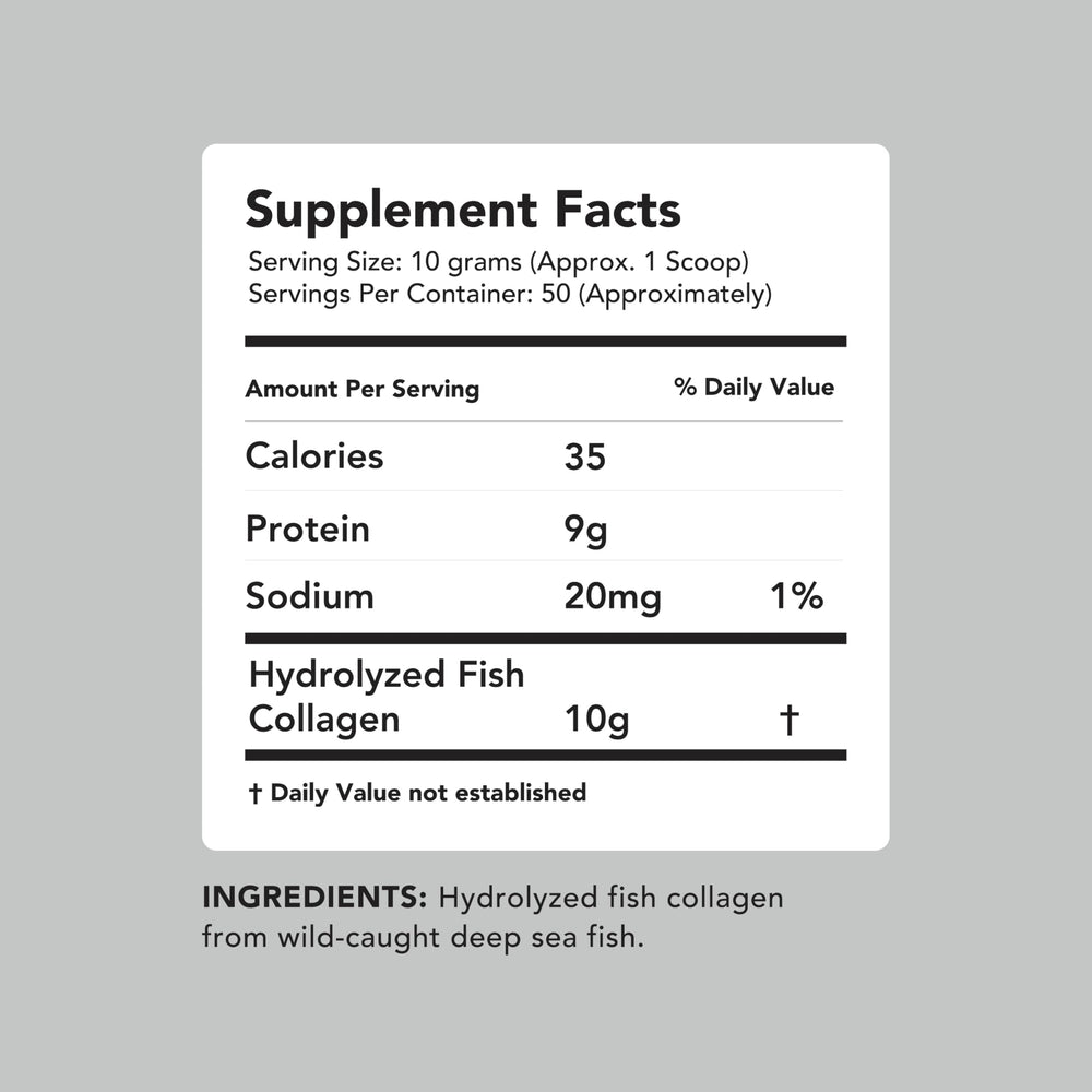 Serving scoop and 500g container of AMANDEAN Marine Collagen