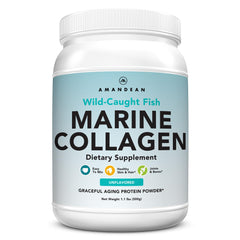 AMANDEAN Marine Collagen Powder tub presenting premium packaging for smoother skin