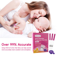 Close-up of early detection hCG strip