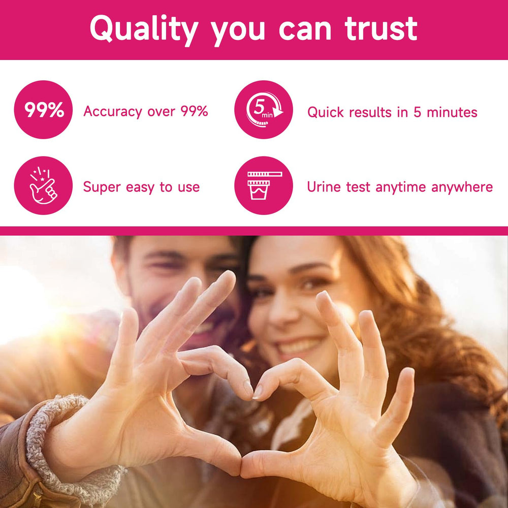 Amazewell pregnancy test strips showing HCG results