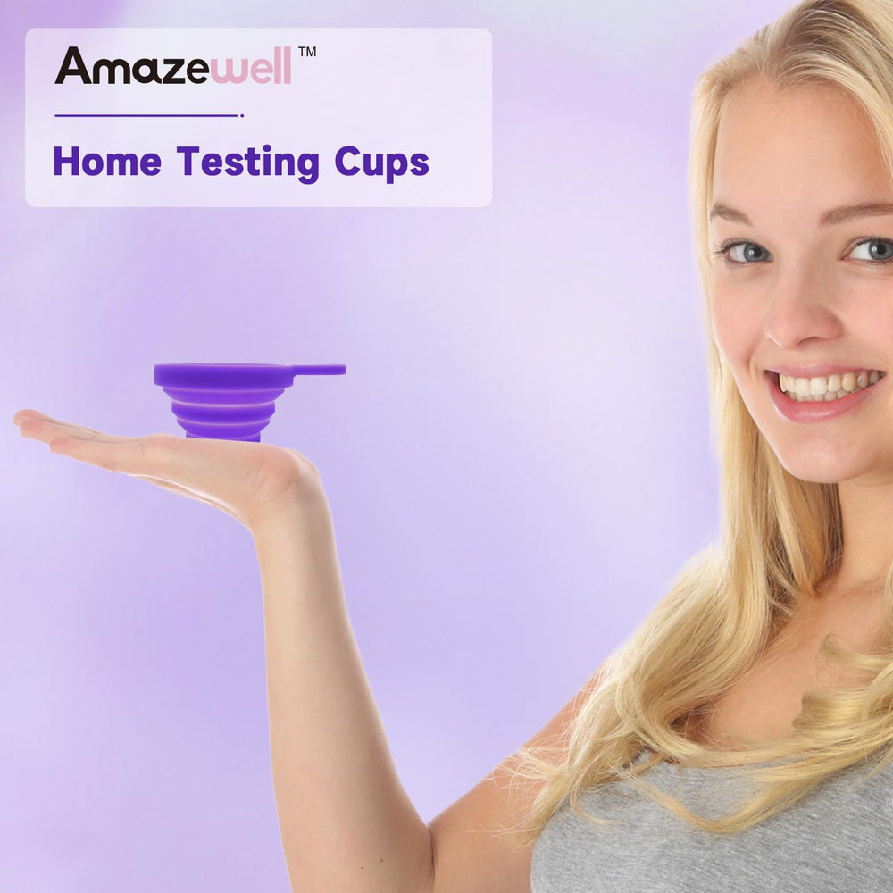 Product packaging includes user guide and single set of folding urine cup