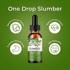 Fresh lemon balm leaves with tincture bottle