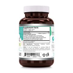 Close-up of 60 veggie capsules in the bottle