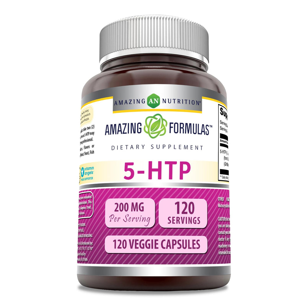 Amazing Formulas 5-HTP bottle label with 200 mg per serving