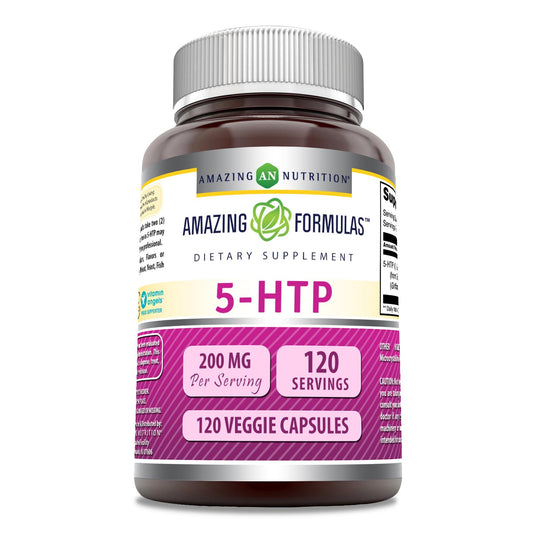 Amazing Formulas 5-HTP bottle label with 200 mg per serving