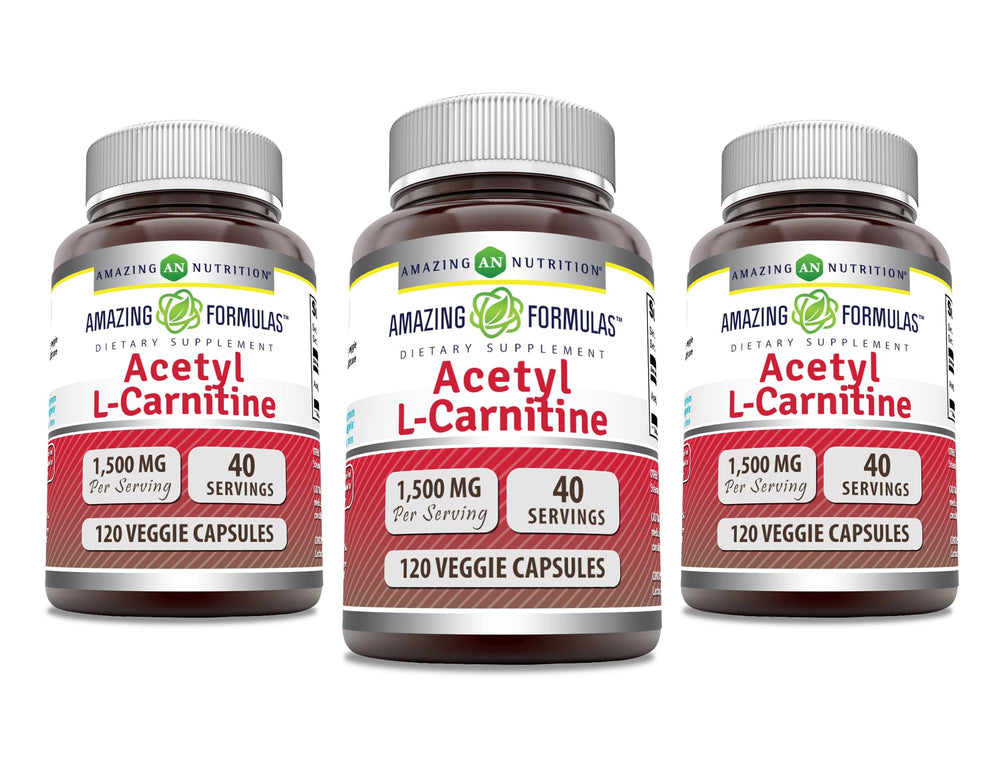 Bottle of Amazing Formulas Acetyl L-Carnitine HCl 1500 mg Veggie Capsules