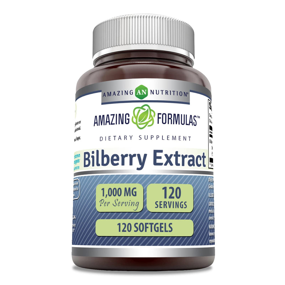Amazing Formulas Bilberry Extract 1000 mg softgels bottle