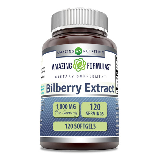 Amazing Formulas Bilberry Extract 1000 mg softgels bottle