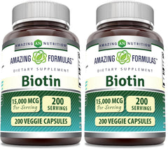 Amazing Formulas Biotin 15000 mcg bottle – Pack of 2, front view